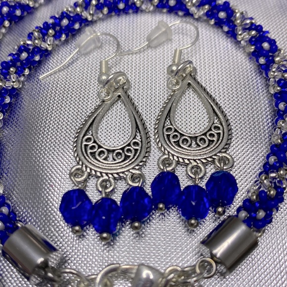 NEW!! OUR FRENCH BLUE NECKLACE, BRACELET, EARRING SET by Jewelry From the Heart - Picture 3 of 10